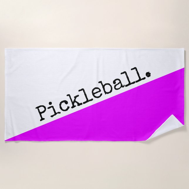PICKLEBALL Bright Tropical Pink White Color Block Beach Towel (Front)