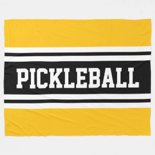 PICKLEBALL Bright Yellow Orange Black Stripes Fleece Blanket