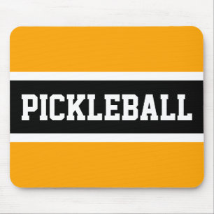 PICKLEBALL Bright Yellow Orange Black Stripes  Mouse Pad