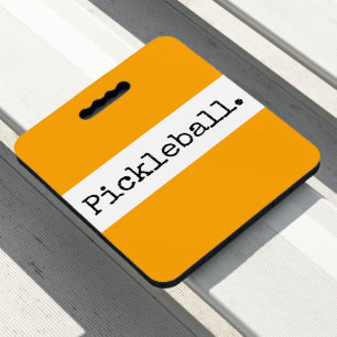 PICKLEBALL Bright Yellow Orange White Stripes  Seat Cushion
