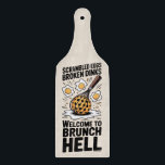 Pickleball Broken Dinks Kitchen Chaos Cutting Board<br><div class="desc">Scrambled eggs. Broken dinks. Welcome to brunch hell. This chaotic pickleball design features a polka-dot whisk splashing yolks across the board, surrounded by cracked eggs and court-level drama. Printed on a paddle-shaped glass cutting board, it’s perfect for players who love to mix kitchen chaos with pickleball passion. Whether you're gifting...</div>