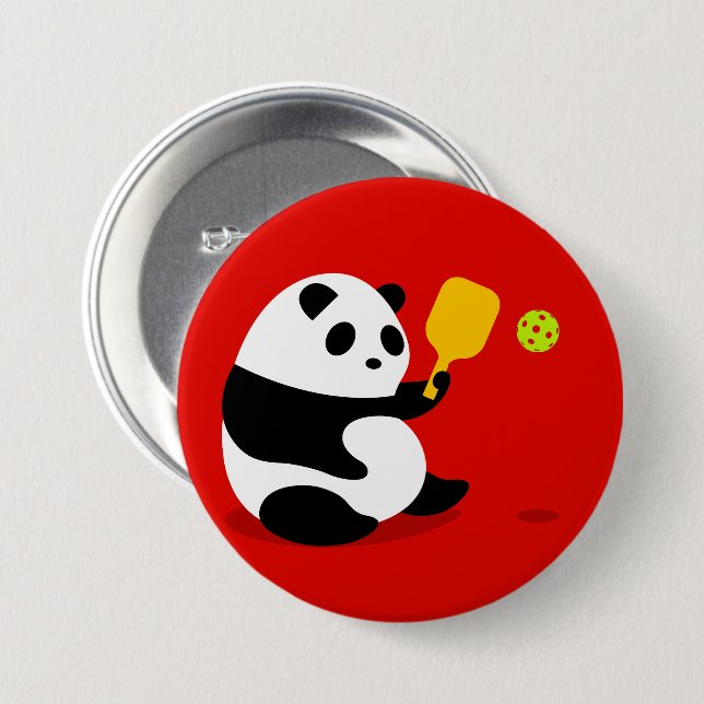 Pickleball Button: "Pickleball Panda" Pinback Button (Front & Back)