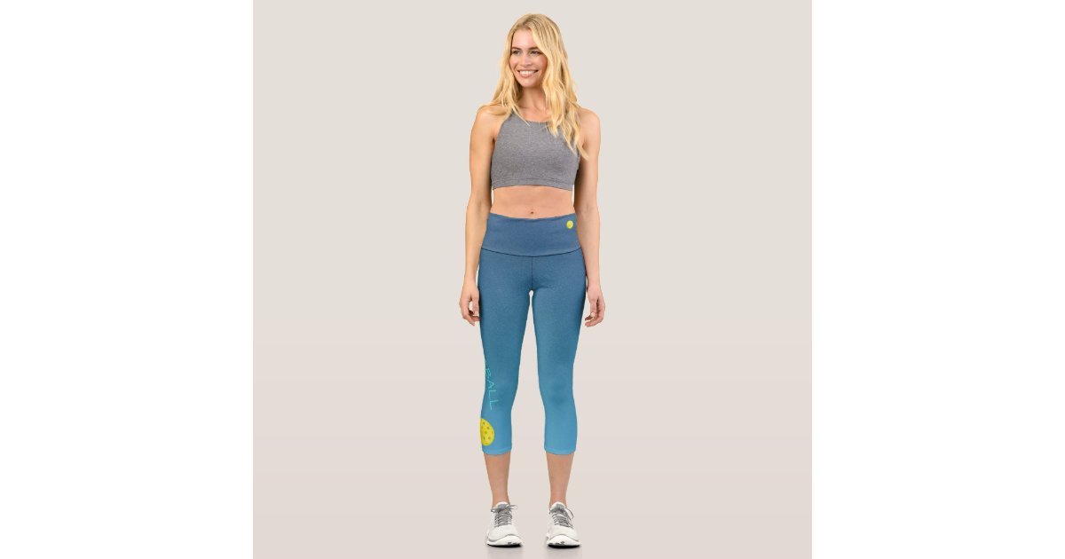 Pickleball Player Custom High Waisted Royal Blue Capri Leggings