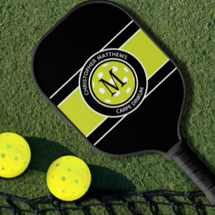 Pickleball Carpe Dinkum Quote Name Initial Black Pickleball Paddle