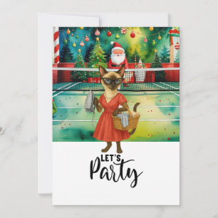Pickleball cat Housewife Christmas Let's Party Invitation