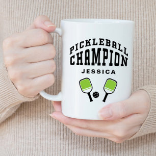 Pickleball Champion Custom Name Initials Black Fun Giant Coffee Mug