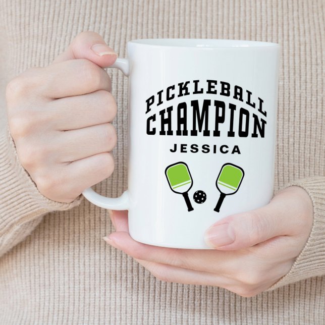 Pickleball Champion Custom Name Initials Black Fun Giant Coffee Mug (Pickleball Champion Custom Name Initials Black Fun Giant Coffee Mug)
