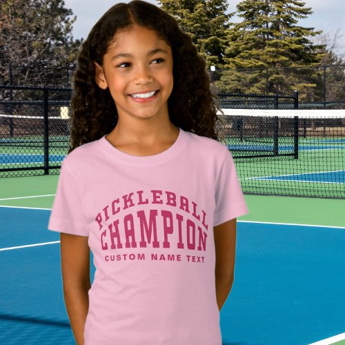 Pickleball Champion Custom Name Pickleballer Pink T_Shirt