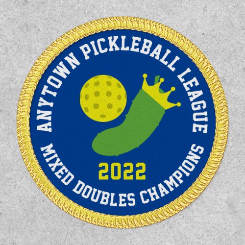 Pickleball Champion Royal Pickle Team or League Patch