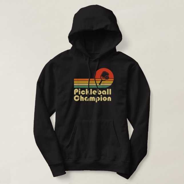 Pickleball Champion Vintage Funny Retro Pickleball Hoodie (Design Front)