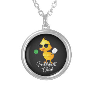 Pickleball Chick Funny Pickleball Silver Plated Necklace