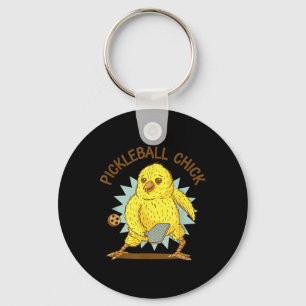 Pickleball Chick Funny Quote Chicken With Paddle G Keychain