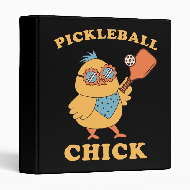 Pickleball Chick - retro 3 Ring Binder (Front/Spine)