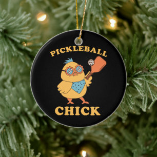 Pickleball Chick - retro Ceramic Ornament
