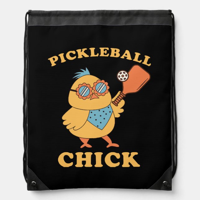 Pickleball Chick - retro Drawstring Bag (Front)