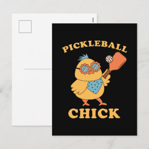 Pickleball Chick - retro Holiday Postcard
