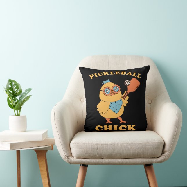 Pickleball Chick - retro Throw Pillow (Chair)