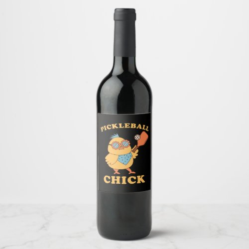 Pickleball Chick _ retro Wine Label