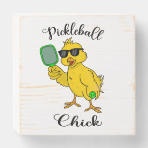 Pickleball Chick Wood Box Sign