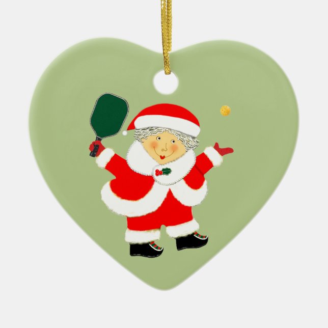 Pickleball Christmas Collectible Ceramic Ornament (Front)