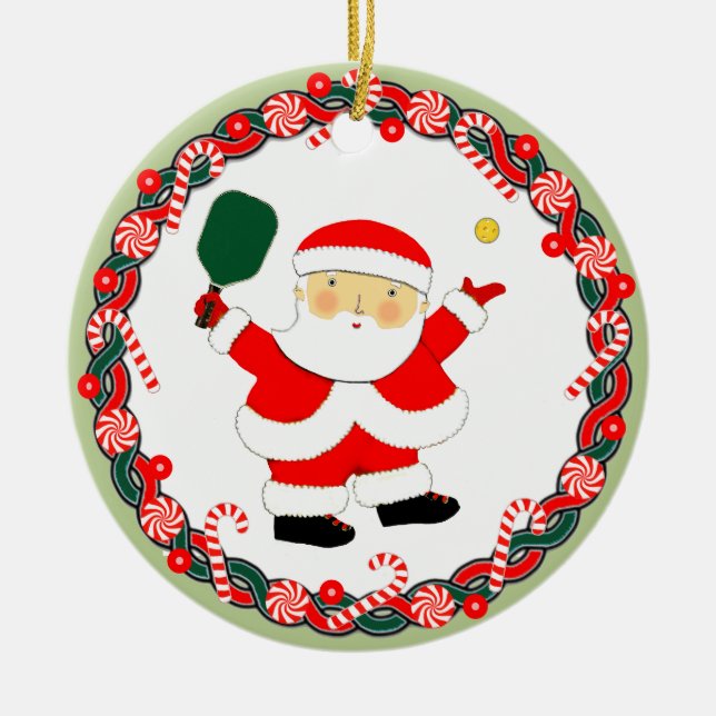 Pickleball Christmas Collectible Ceramic Ornament (Front)