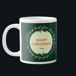 Pickleball Christmas Custom Year Wreath Giant Coffee Mug<br><div class="desc">This pickleball Merry Christmas custom year mug features a wreath with the words "dink" and "slam" in a gorgeous, script font. Embellished with pickleballs and leaves in green and red. At first glance, this looks like any other "wreath", but pickleball fans will love the clever swap in of pickleball lingo!...</div>