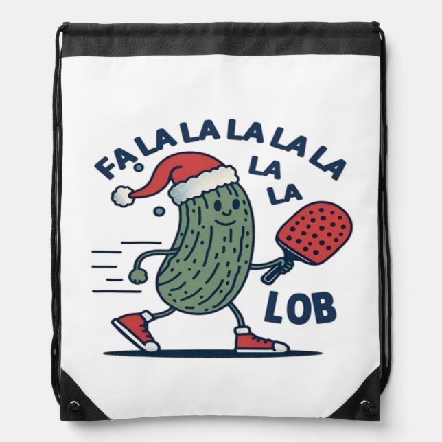 Pickleball Christmas Drawstring Bag (Front)