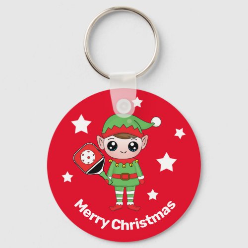 Pickleball Christmas Elf   Keychain