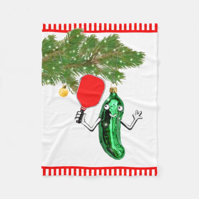 Pickleball Christmas Fleece Blanket (Front)