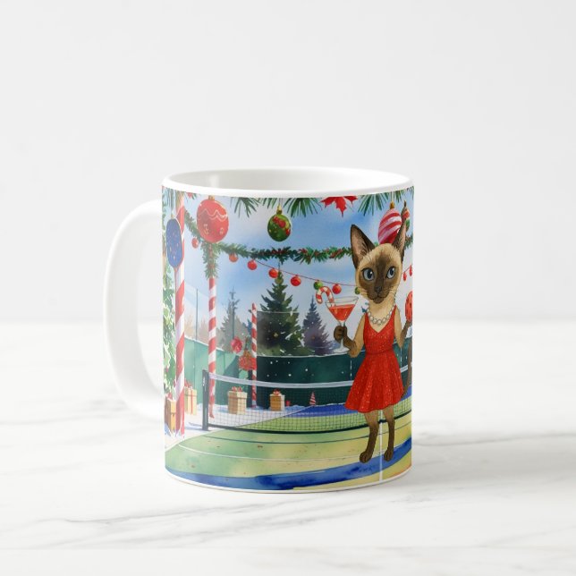 Pickleball Christmas for cat lovers Coffee Mug (Front Left)