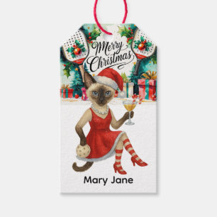 Pickleball Christmas for cat lovers  Gift Tags