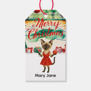 Pickleball Christmas for cat lovers  Gift Tags