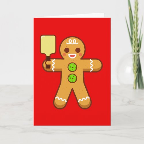 Pickleball Christmas Greeting Card Gingerbreadman Card