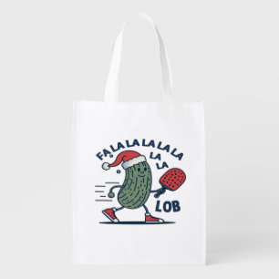 Pickleball Christmas Grocery Bag