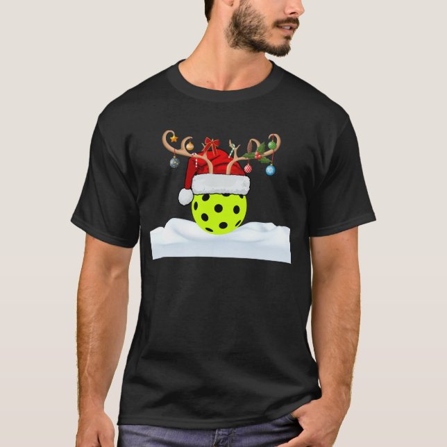 Pickleball Christmas Hat - Christmas Pickleball T-Shirt (Front)