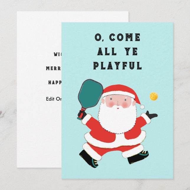 Pickleball Christmas Holiday Cards (Front/Back)