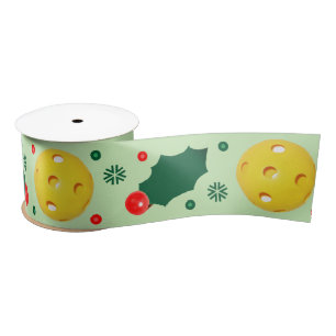 Pickleball Christmas Holiday Gift Satin Ribbon