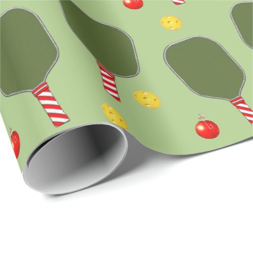 Pickleball Christmas Holiday Gift Wrapping Paper