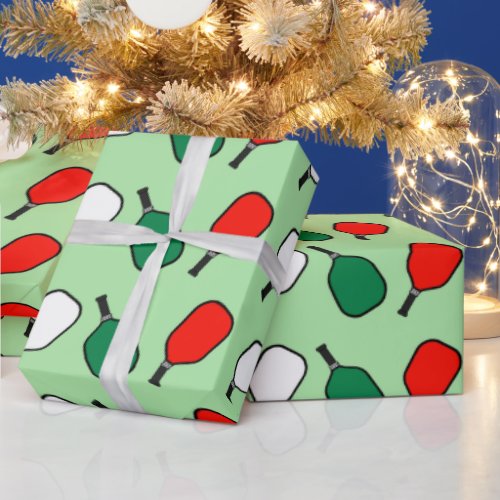 Pickleball Christmas Holiday Gift Wrapping Paper