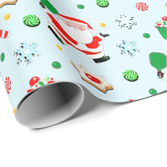 Pickleball Christmas Holiday Gift Wrapping Paper (Roll Corner)