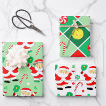Pickleball Christmas Holiday Gift Wrapping Paper