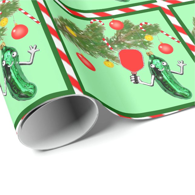 Pickleball Christmas Holiday Gift Wrapping Paper (Roll Corner)