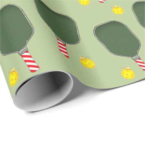 Pickleball Christmas Holiday Gift Wrapping Paper