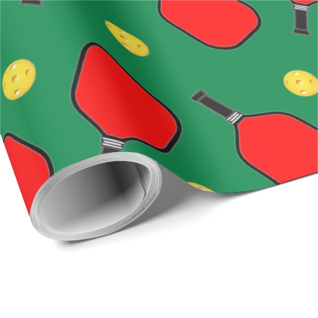 Pickleball Christmas Holiday Gift Wrapping Paper (Roll Corner)