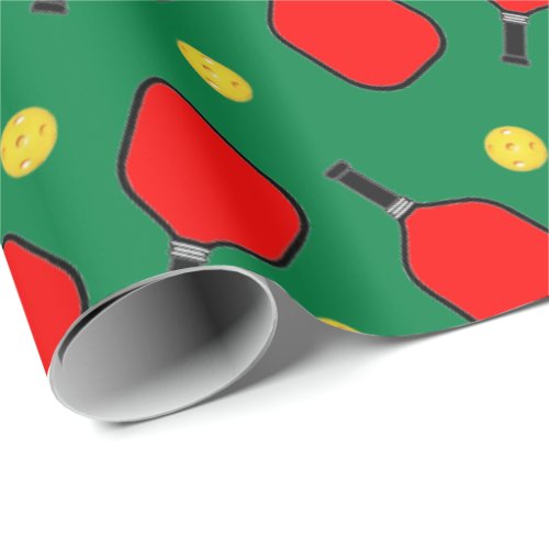 Pickleball Christmas Holiday Gift Wrapping Paper