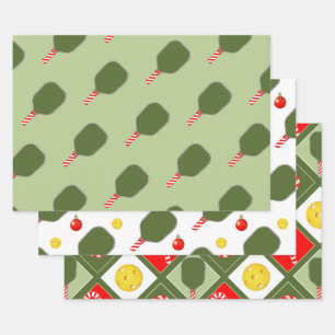 Pickleball Christmas Holiday Gift Wrapping Paper Sheets