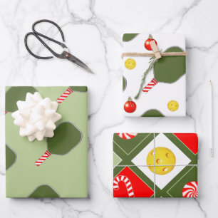Pickleball Christmas Holiday Gift Wrapping Paper Sheets
