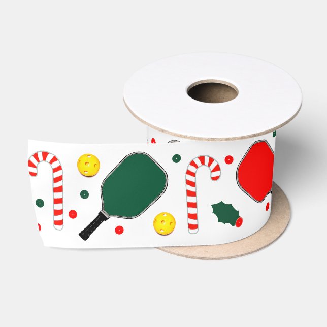Pickleball Christmas Holiday Gifts Satin Ribbon (Spool)