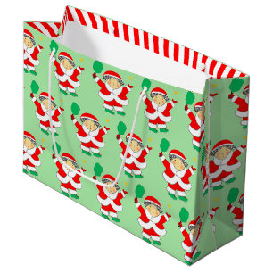 Pickleball Christmas Holiday Large Gift Bag