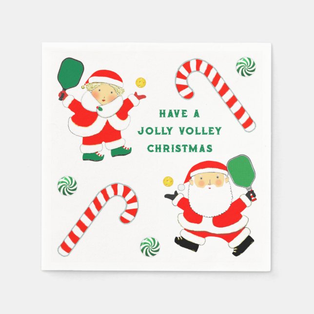 Pickleball Christmas Holiday Party Napkins (Front)